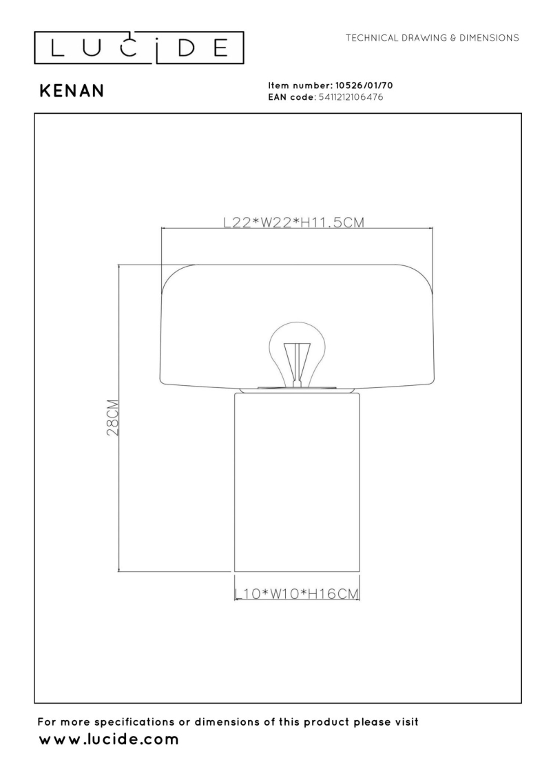 Lucide KENAN - Table lamp - Ø 22 cm - 1xE14 - Wood